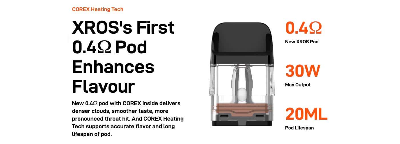 Vaporesso XROS Pro Pod Vape Kit - XROS's first 0.4ohm pod enhances flavour