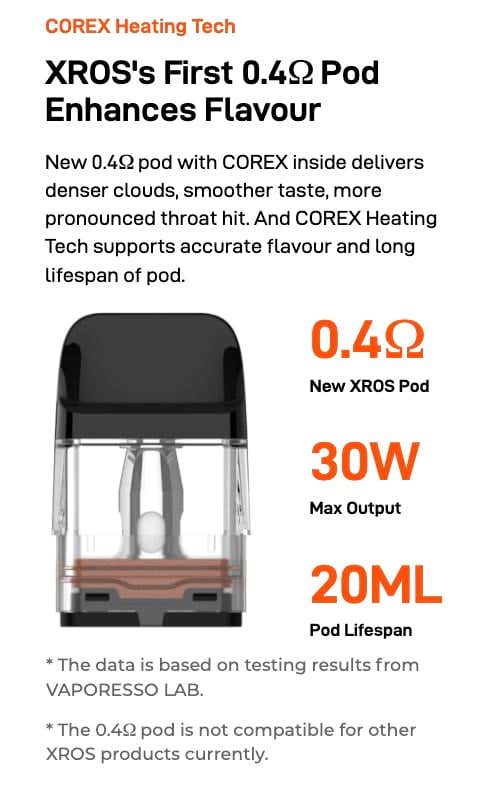 Vaporesso XROS Pro Pod Vape Kit - XROS's first 0.4ohm pod enhances flavour