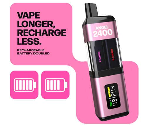 Angel 2400 Rechargeable Disposable Pod Kit - Vape longer, Battery Recharged Quicker