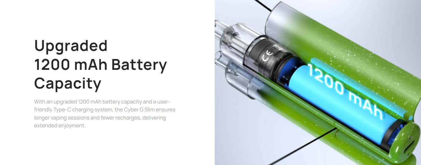 Aspire Cyber G Slim Pod Vape Kit - Upgraded 1200 mAh Battery