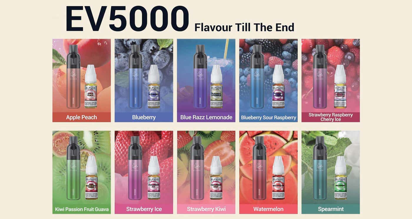Elf Bar EV5000 Refillable Disposable Kit - Flavour Options