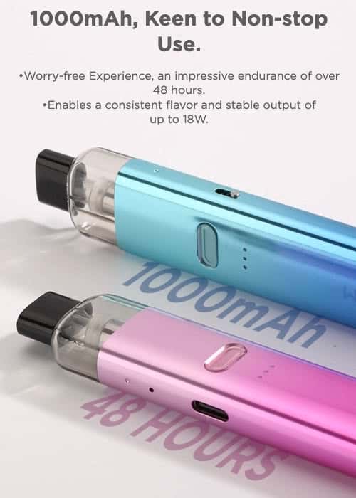Geekvape Wenax K2 Pod Vape Kit - 2-day use with 1000mAh, stable output