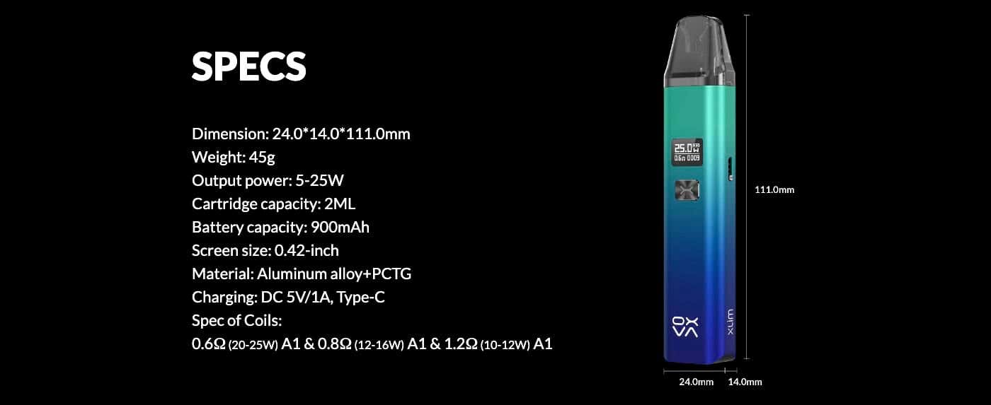 Oxva Xlim Pod Kit - Specifications