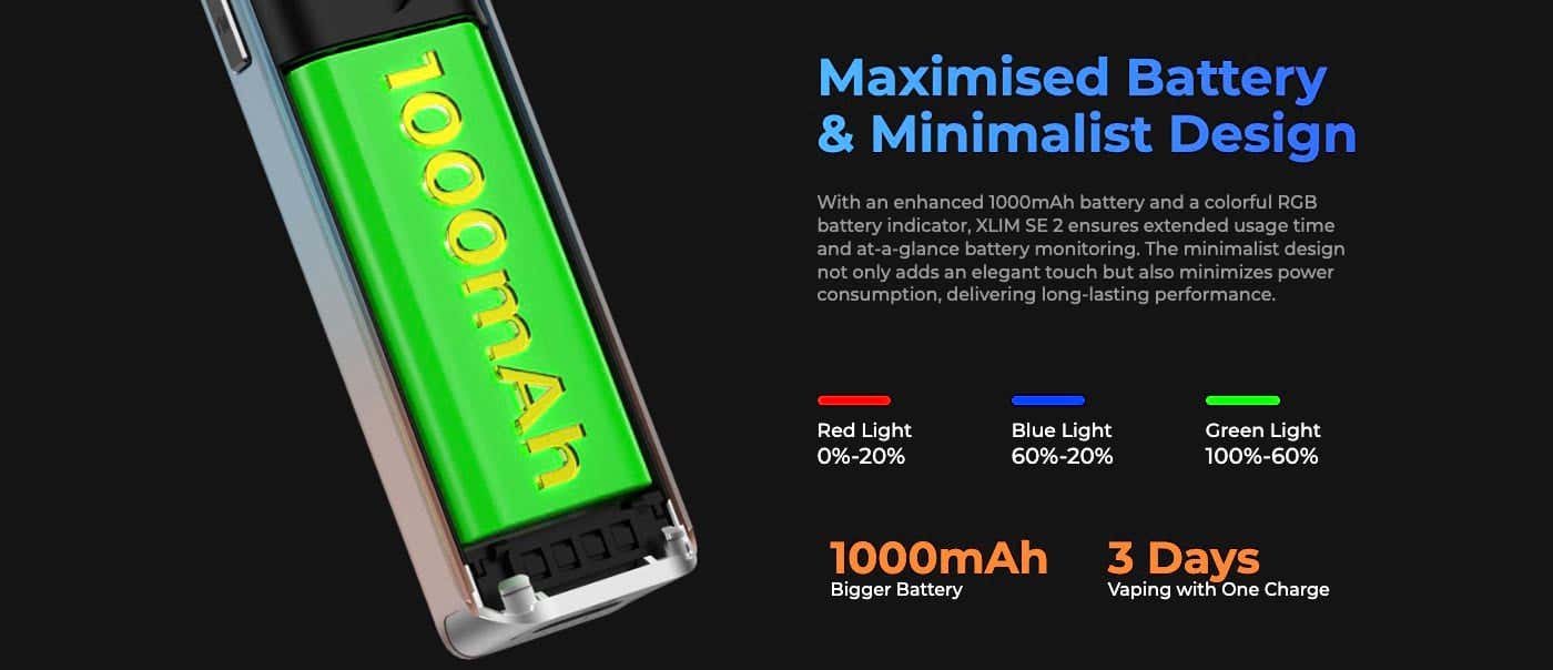 Oxva Xlim SE 2 Pod Vape Kit - Maximised battery and minimalist design