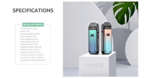 Smok Nord 5 Pod Kit - Specifications regular series