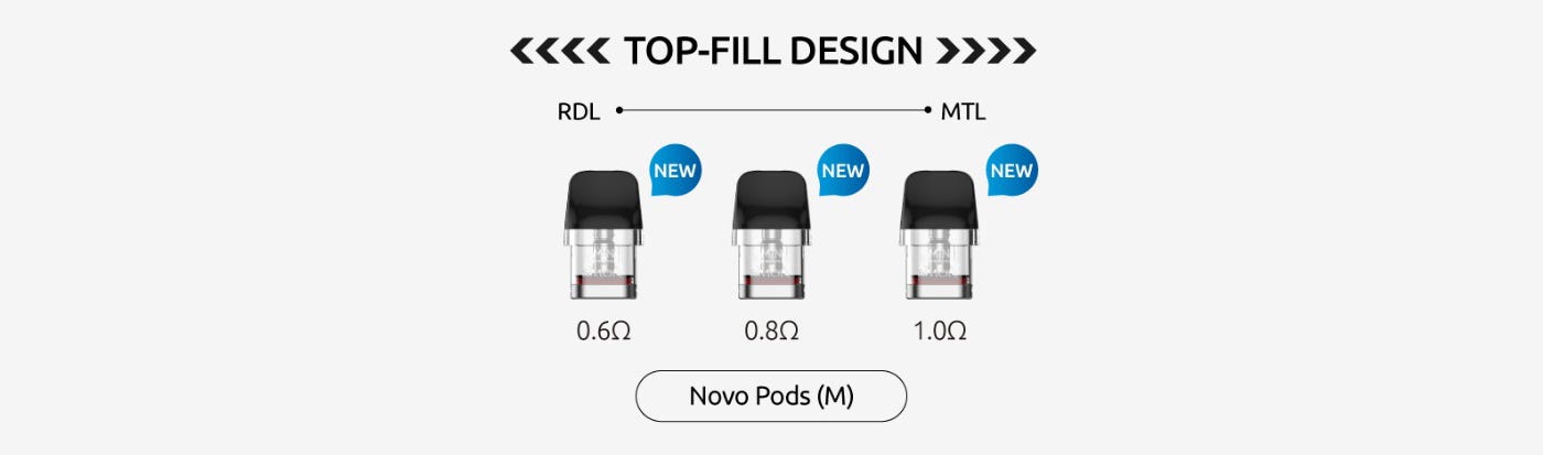 SMOK Novo Replacement Pods - Top-Fill Design Novo Pods (M)