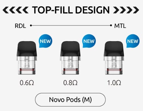 SMOK Novo Replacement Pods - Top-Fill Design Novo Pods (M)