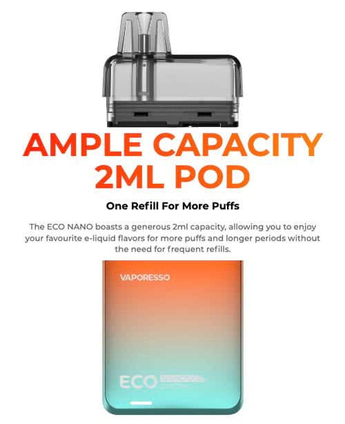 Vaporesso Eco Nano Replacement E-Liquid Pods - Ample 2ml capacity pod