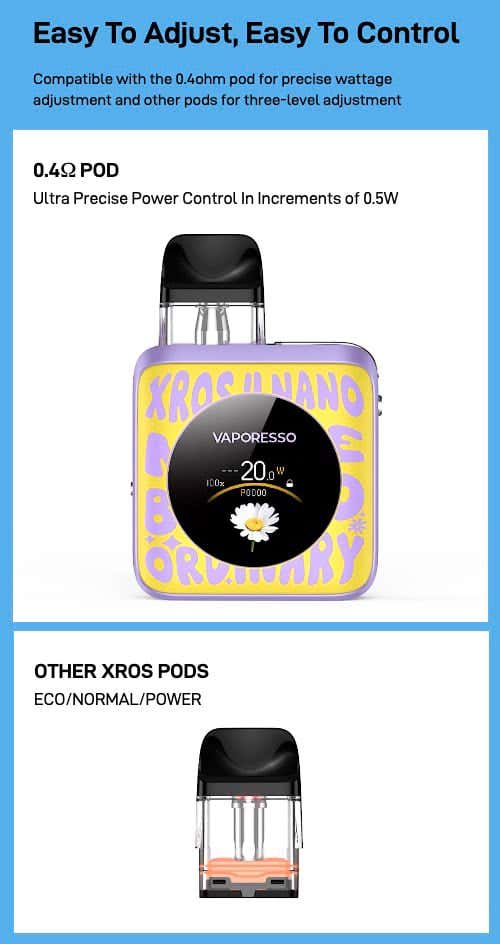 Vaporesso XROS 4 Nano Pod Kit - Easy to adjust, easy to control