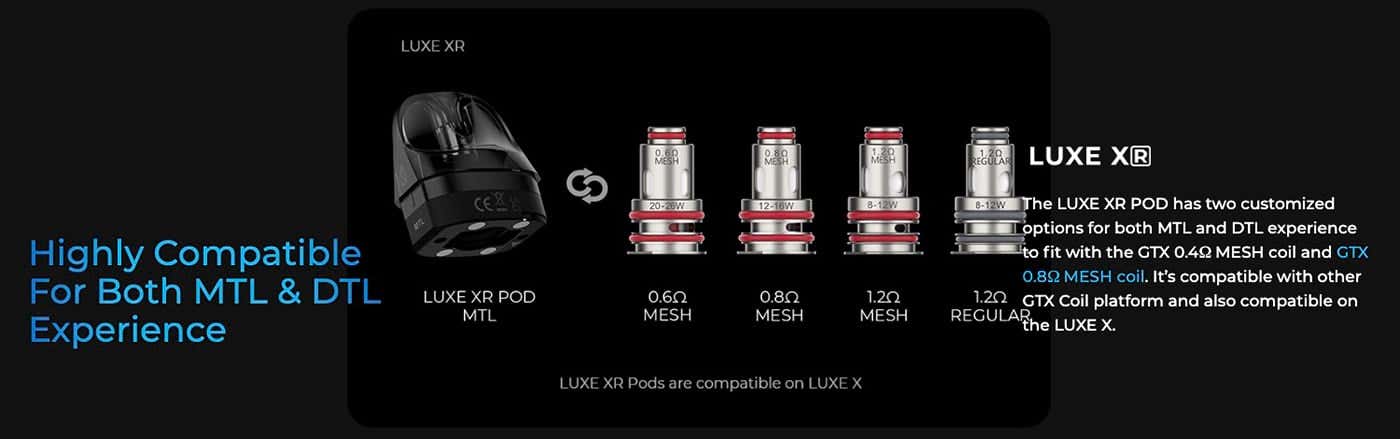 Vaporesso Luxe XR Replacement Pods - For both MTL and RDL experiences
