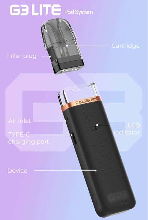 Uwell Caliburn G3 Lite Pod Vape Kit - Components Overview