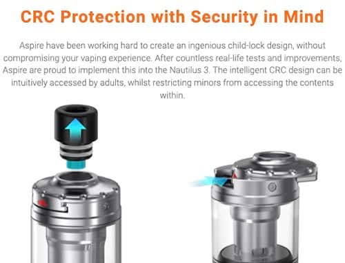 Aspire Nautilus 3 Tank - CRC protection with security in mind