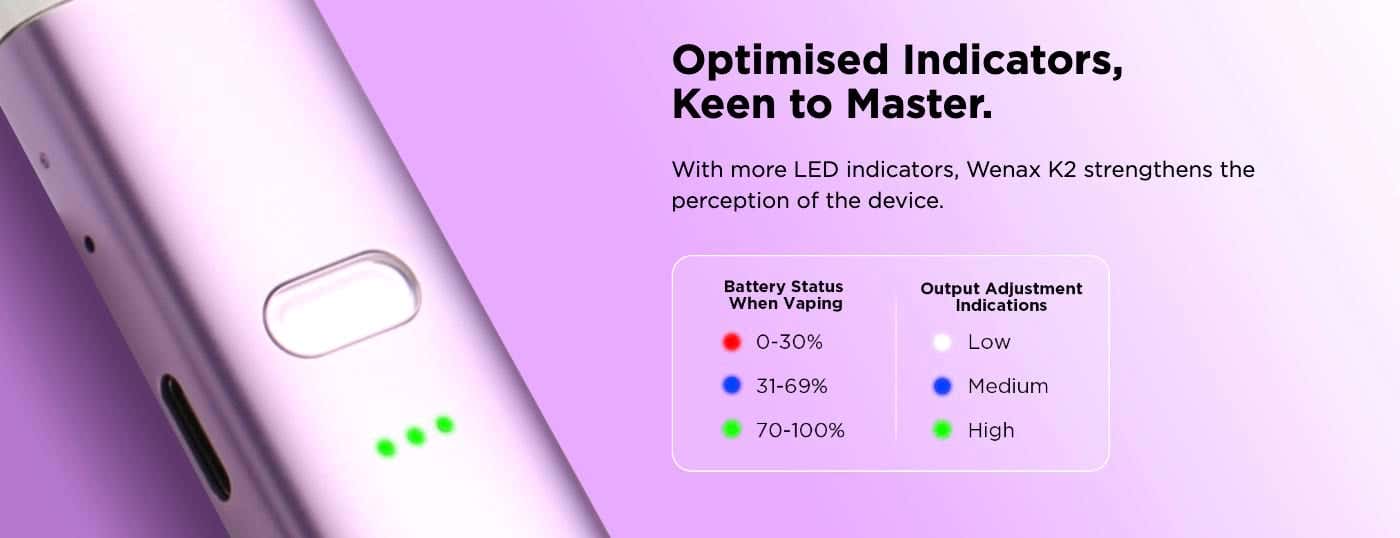 Geekvape Wenax K2 Pod Vape Kit - Optimised indicators