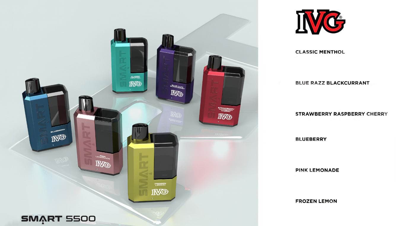 IVG Smart 5500 Rechargeable Refillable Disposable Pod Kit - A Range of Flavours to Exhilarate the Senses