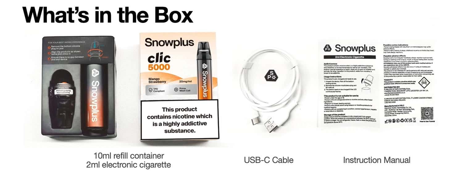 Snowplus Clic 5000 Disposable Kit - What's in the box?