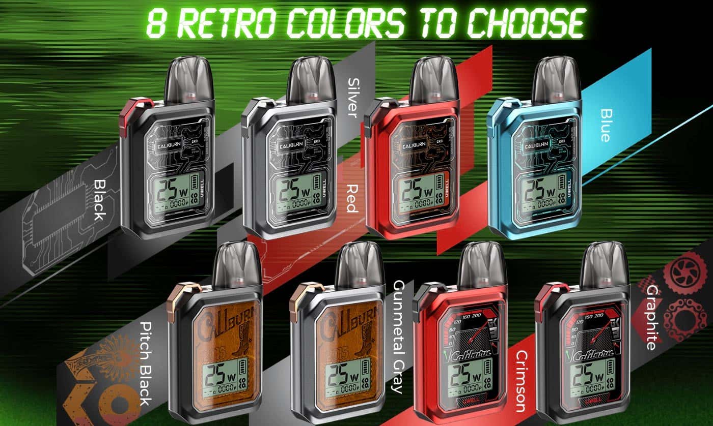 Uwell Caliburn GK3 Pod Vape Kit - 8 Retro colours to choose