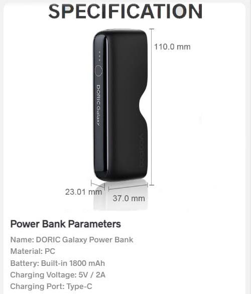 VooPoo Doric Galaxy Power Bank - Specifications