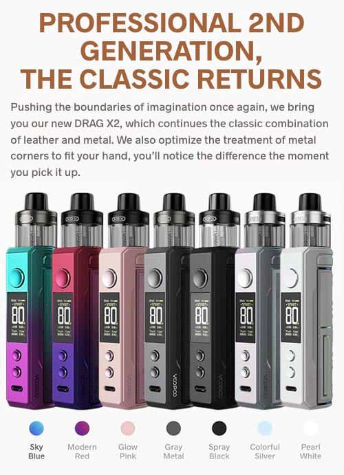 VooPoo Drag X2 Pod Vape Kit - 7 classic colours