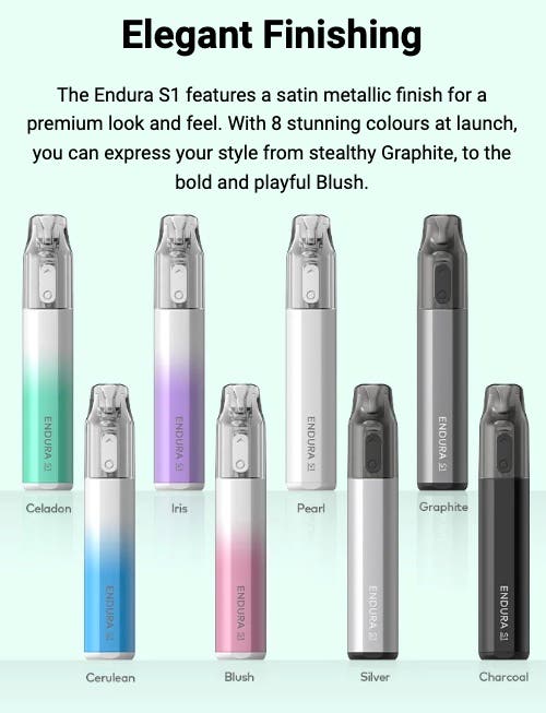 Innokin Endura S1 Disposable Vape Kit - 8 elegantly finished colours