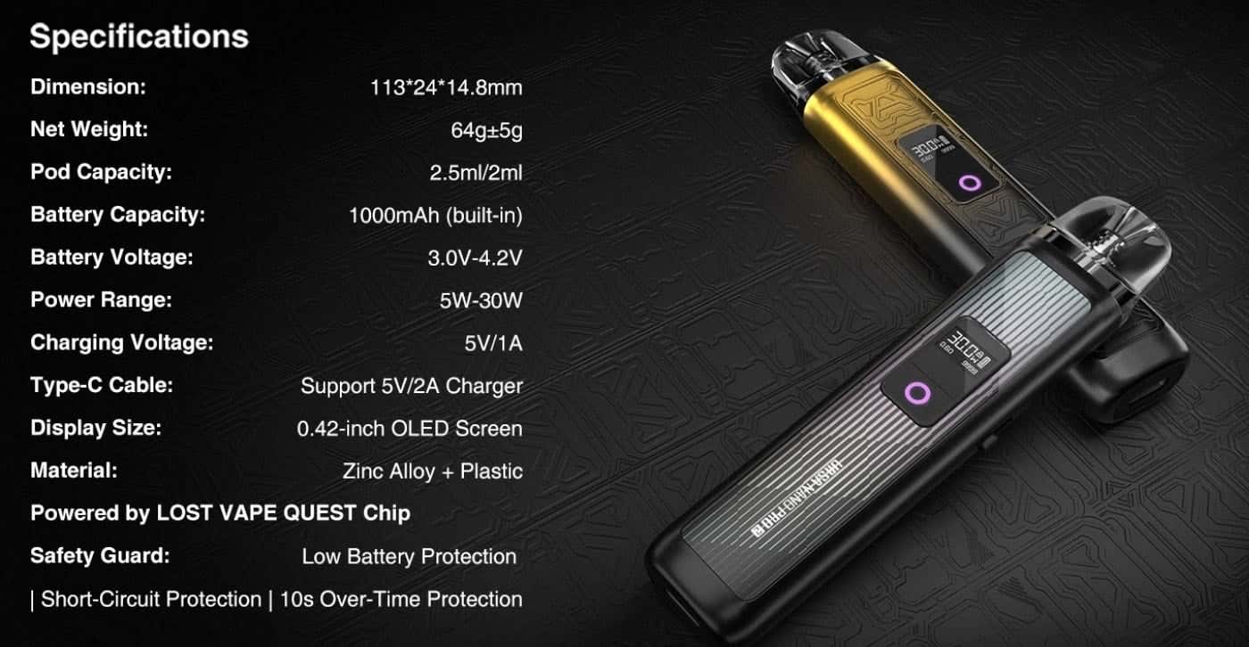 Lost Vape Ursa Nano Pro 2 Pod Kit - Specifications