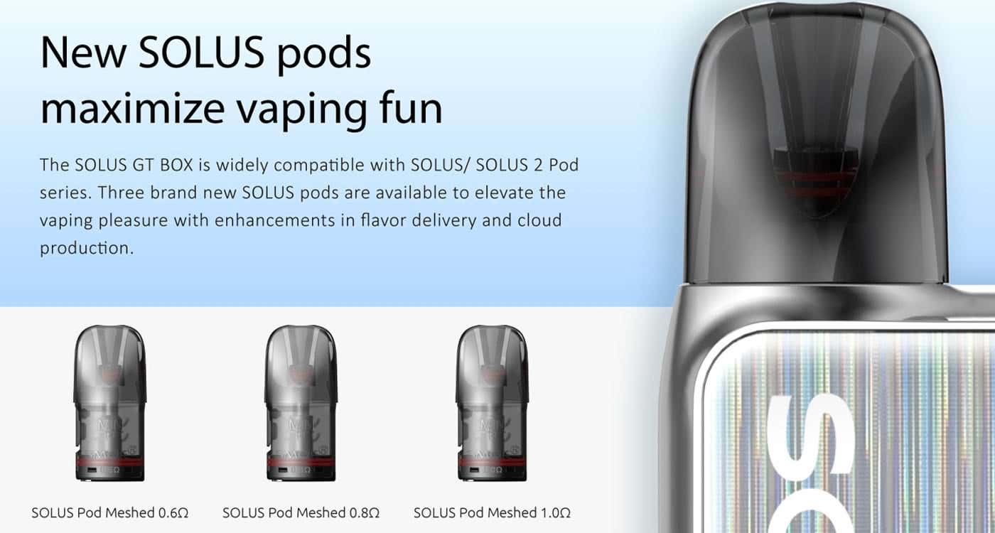 SMOK Solus GT Box Pod Vape Kit - New Solus Pod Cartridges to Maximise your Vaping Pleasure