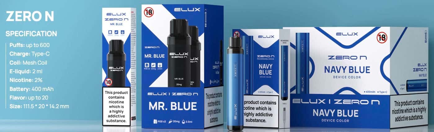 Elux Zero N Prefilled Pod Vape Kit - Specifications