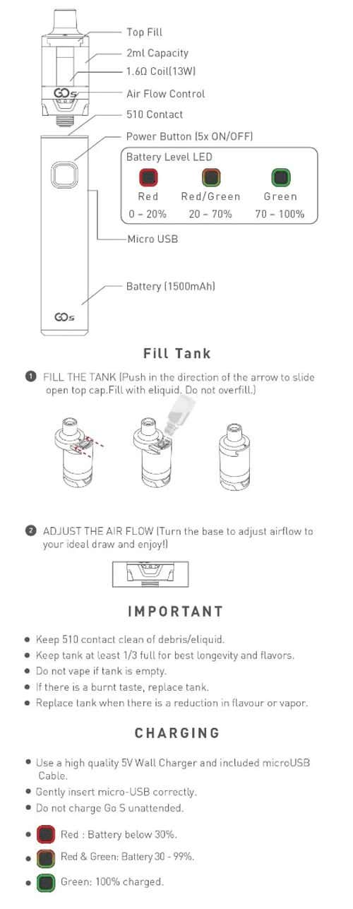 Innokin Go S Pen Style Vape Kit - User Manual