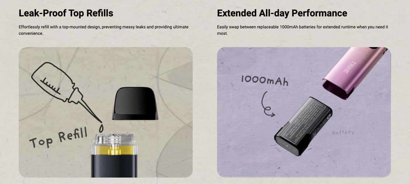 Innokin Trine Pod Vape Kit - Leak-proof top refills with extended all-day battery performance