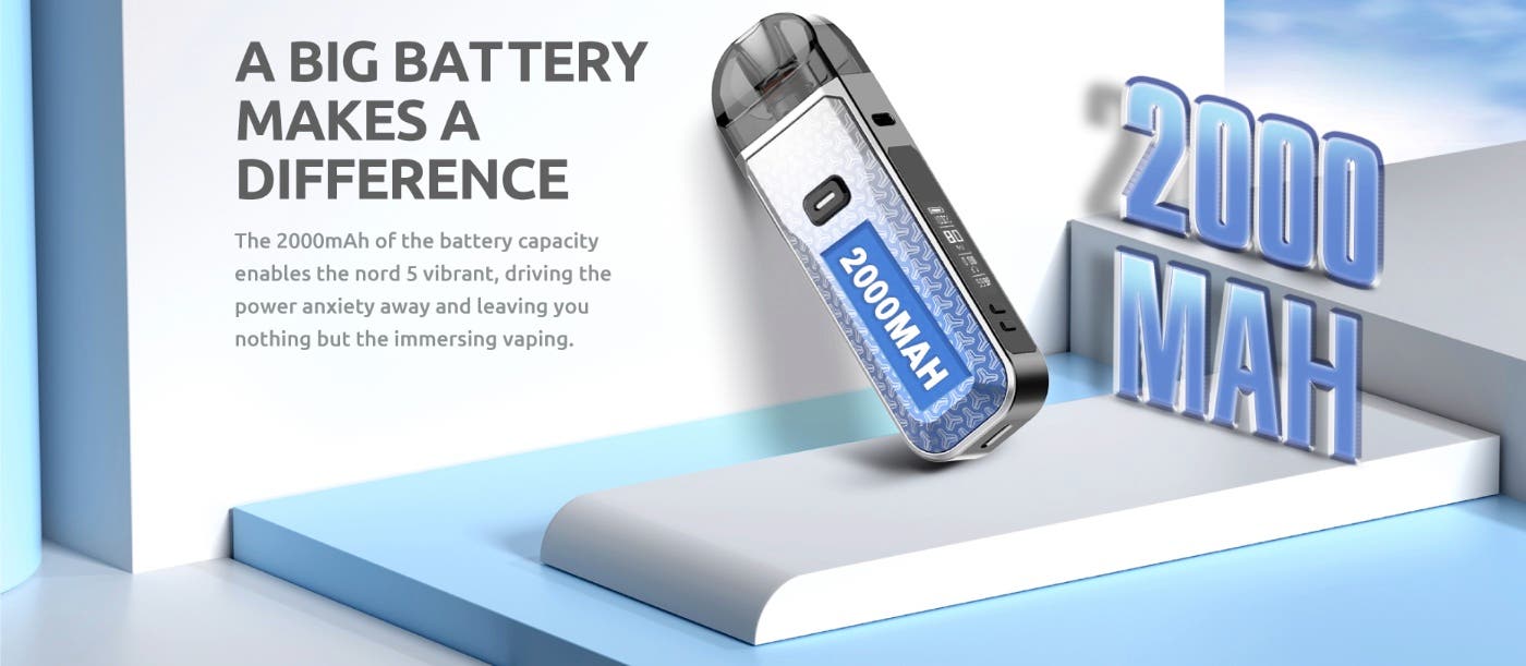 Smok Nord 5 Pod Kit - 2000 mAh battery capacity