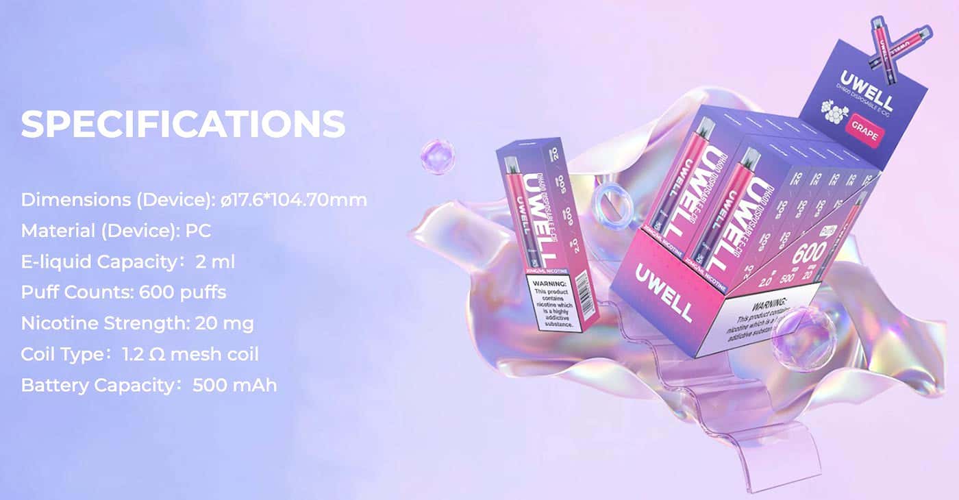 Uwell DH600 Disposable Vape Kit - Specifications