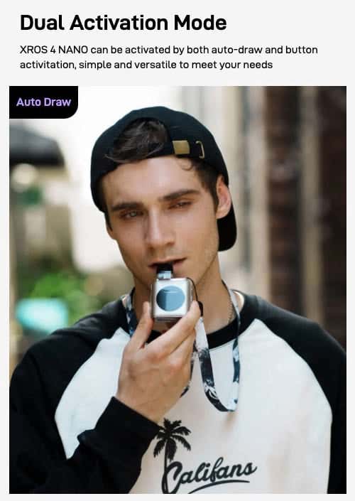 Vaporesso XROS 4 Nano Pod Vape Kit - Dual activation mode