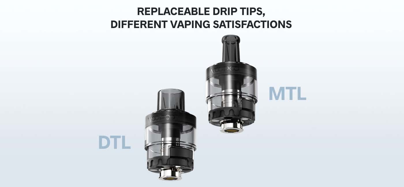 VooPoo Drag H40 Pod Vape Kit - Replaceable drip-tips