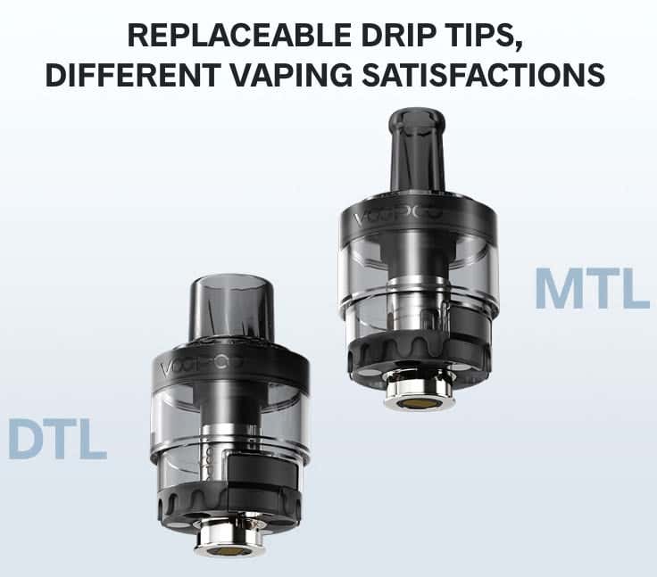 VooPoo Drag H40 Pod Vape Kit - Replaceable drip-tips