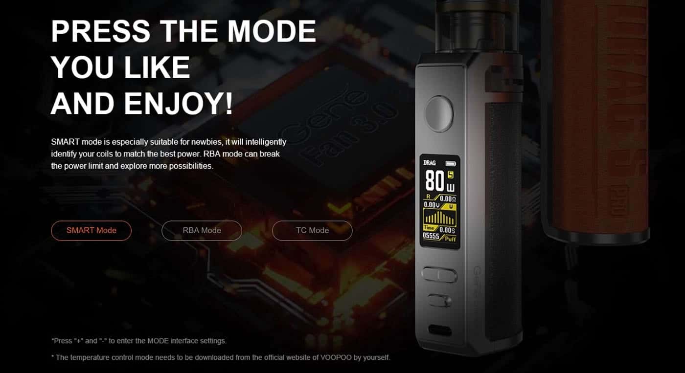 Voopoo Drag S Pro Pod Vape Kit - Press the mode you like and enjoy