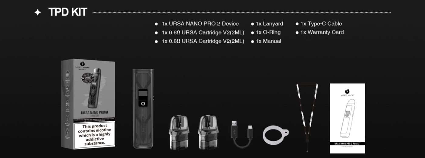 Lost Vape Ursa Nano Pro 2 Pod Kit - What's in the TPD Kit Box?