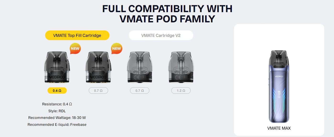 VooPoo VMATE Max Pod Vape Kit - Full Compatible With VMATE Pod Family