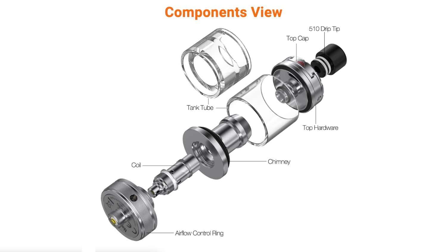 Aspire Nautilus 3 Tank - Exploded components view