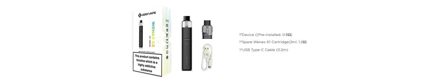 Geekvape Wenax K2 Pod Vape Kit - What's in the box?