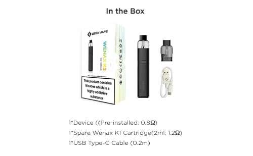 Geekvape Wenax K2 Pod Vape Kit - What's in the box?