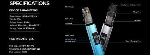 Nevoks Feelin AX Pod Vape Kit - Specifications