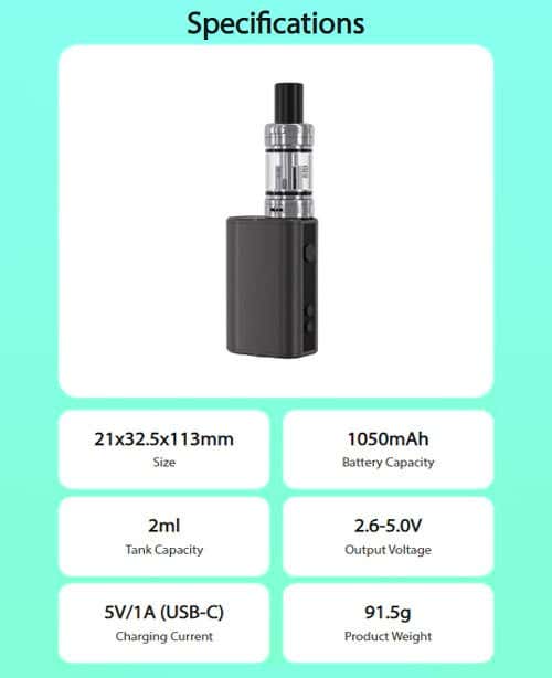 TECC Arc Mini 2 Pod Vape Kit - Specifications