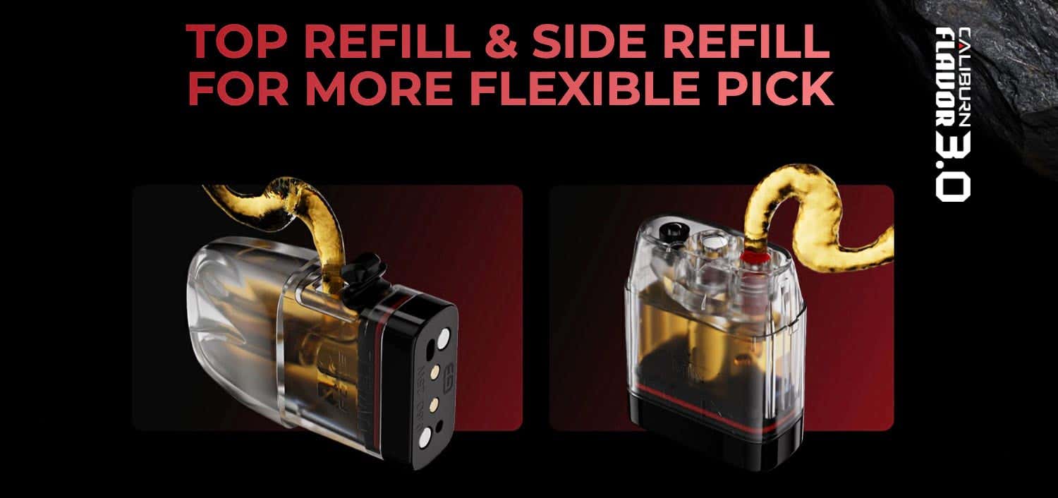 Uwell Caliburn G3 Pod Vape Kit - Top and side refill for more flexibility