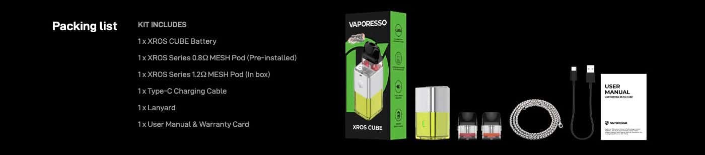 Vaporesso XROS Cube Pod Kit - What's in the box?