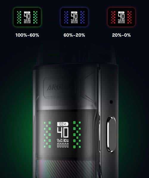 VooPoo Argus E40 Pod Vape Kit - Intuitive battery alert system