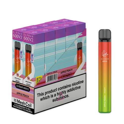 Elf Bar 600 V2 Disposable Kit 10 x Multipack 2% - Apple Peach