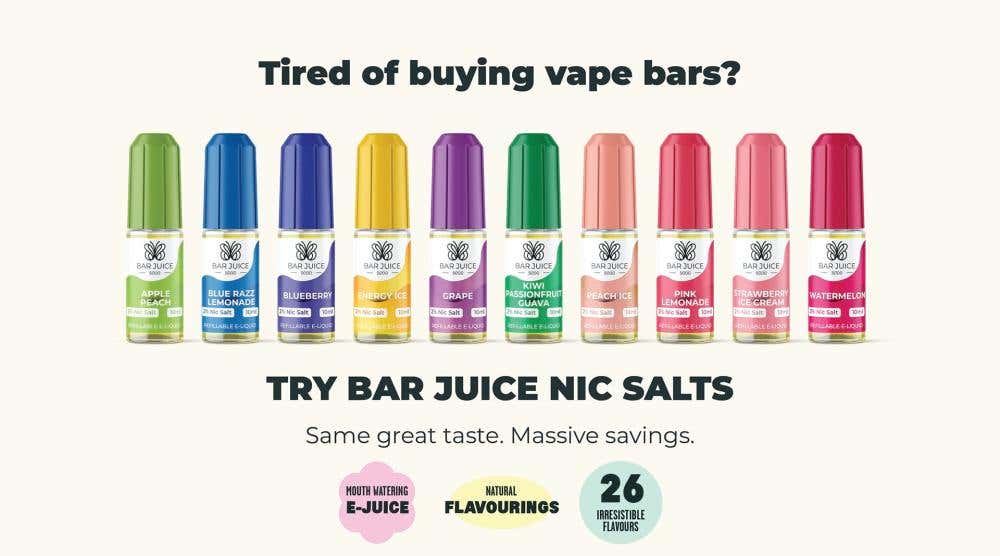 Bar Juice 5000 E-Liquids - Same great disposable taste, massive savings