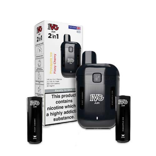 IVG Air 2-in-1 Rechargeable Disposable Vape Kit - Black Edition