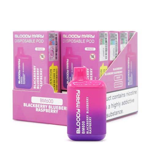 Bloody Mary BM600 Disposable Vape Kit 10 x Multipack - 20mg - Blackberry Blueberry Raspberry