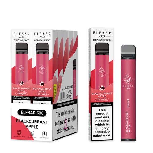 Elf Bar 600 Disposable Vape Kit 10 x Multipack - 20mg - Blackcurrant Apple