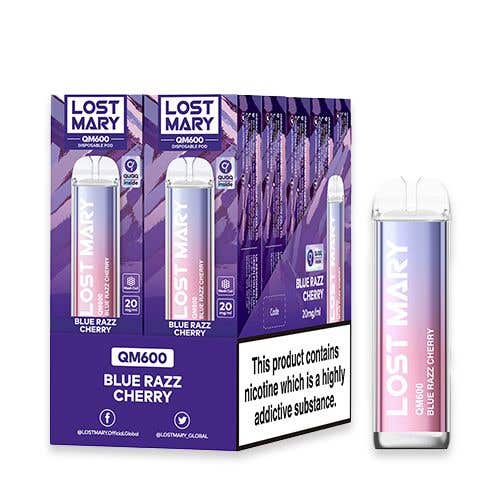 Lost Mary QM600 Disposable Vape Kit 10 Pack - Blue Razz Cherry